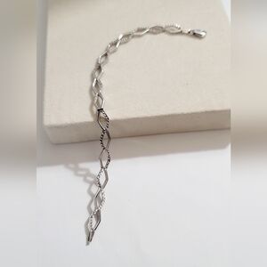 Vintage LFS 14k White Gold Diamond Cut Bracelet 7" Inches